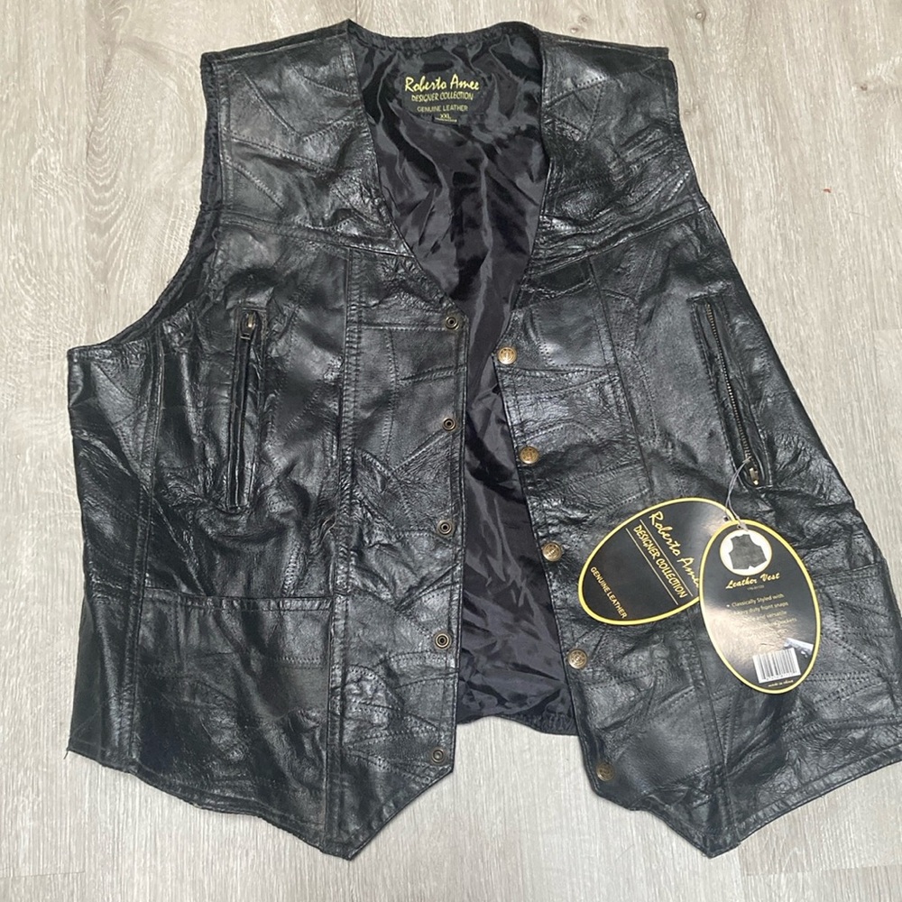 Roberto Amee genuine leather designer vest XXL